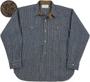 SUGAR CANE/シュガーケーン FICTION ROMANCE 5oz.INDIGO STRIPE L/S WORK SHIRT フィクションロマンス 5オンス インディゴストライプ ワークシャツ A/NAVY(ワンウォッシュ)/SC28650