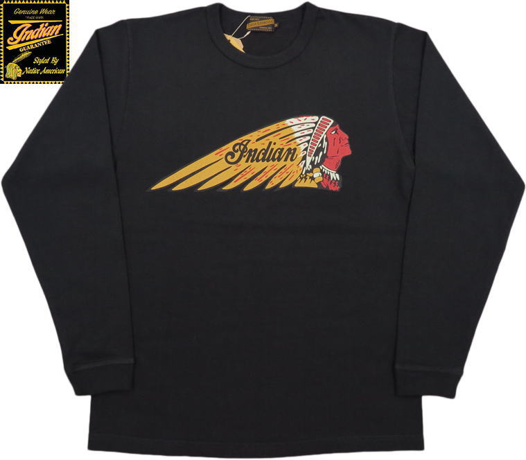 INDIAN MOTORCYCLE/インディアンモーターサイクル L/S T-SHIRT “INDIAN HEAD” 長袖プリントTシャツ/カットソー BLACK(ブラック)/Lot No. IM69056