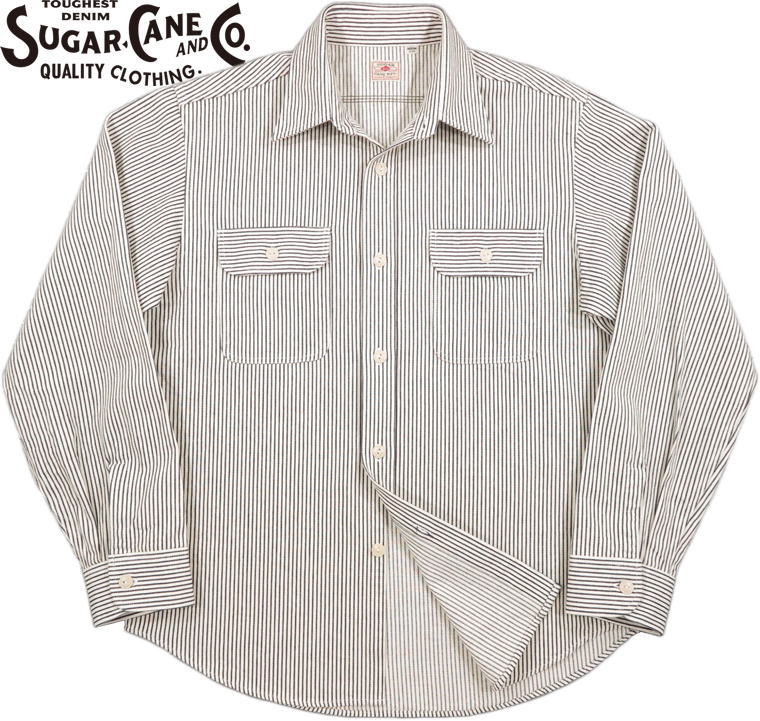 SUGAR CANE/シュガーケーン HICKORY STRIPE WORK SHIRT ヒッコリーストライプ ワークシャツ OFF WHITE(オフホワイト)/Lot No. SC27853