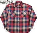 SUGAR CANE/VK[P[ TWILL CHECK L/S WORK SHIRT cC`FbN [NVc/`FbNVc/ȃlVc 165) RED(bh)/Lot No. SC28958