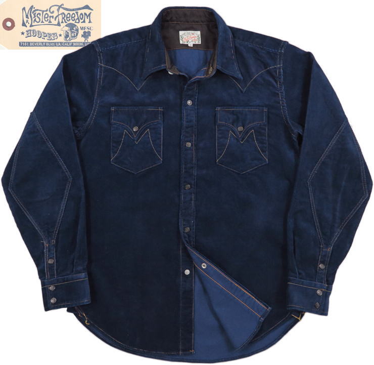 MFSC “HOOPER” INDIGO CORDUROY “DUDE RANCHER”(Mister Freedom×Sugar Cane/ミスターフリーダム×シュガーケーン) インディゴ コーデュロイ ウェスタンシャツ ONE WASH(ワンウォッシュ)/Lot No. SC28947