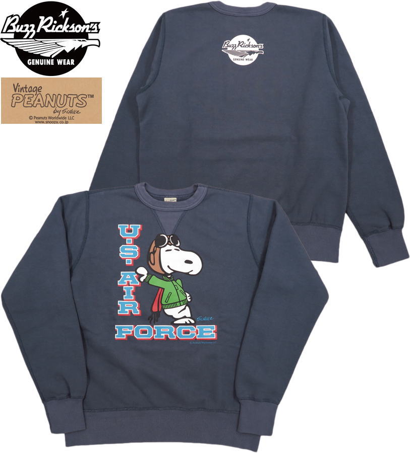 BUZZ RICKSON'S×PEANUTS /バズリクソンズ×ピーナッツ SET-IN CREW SWEAT “US AIR FORCE”スヌーピー・スウェットシャツ/トレーナー/スヌーピースウェット NAVY(ネイビー)/Lot No. BR69071