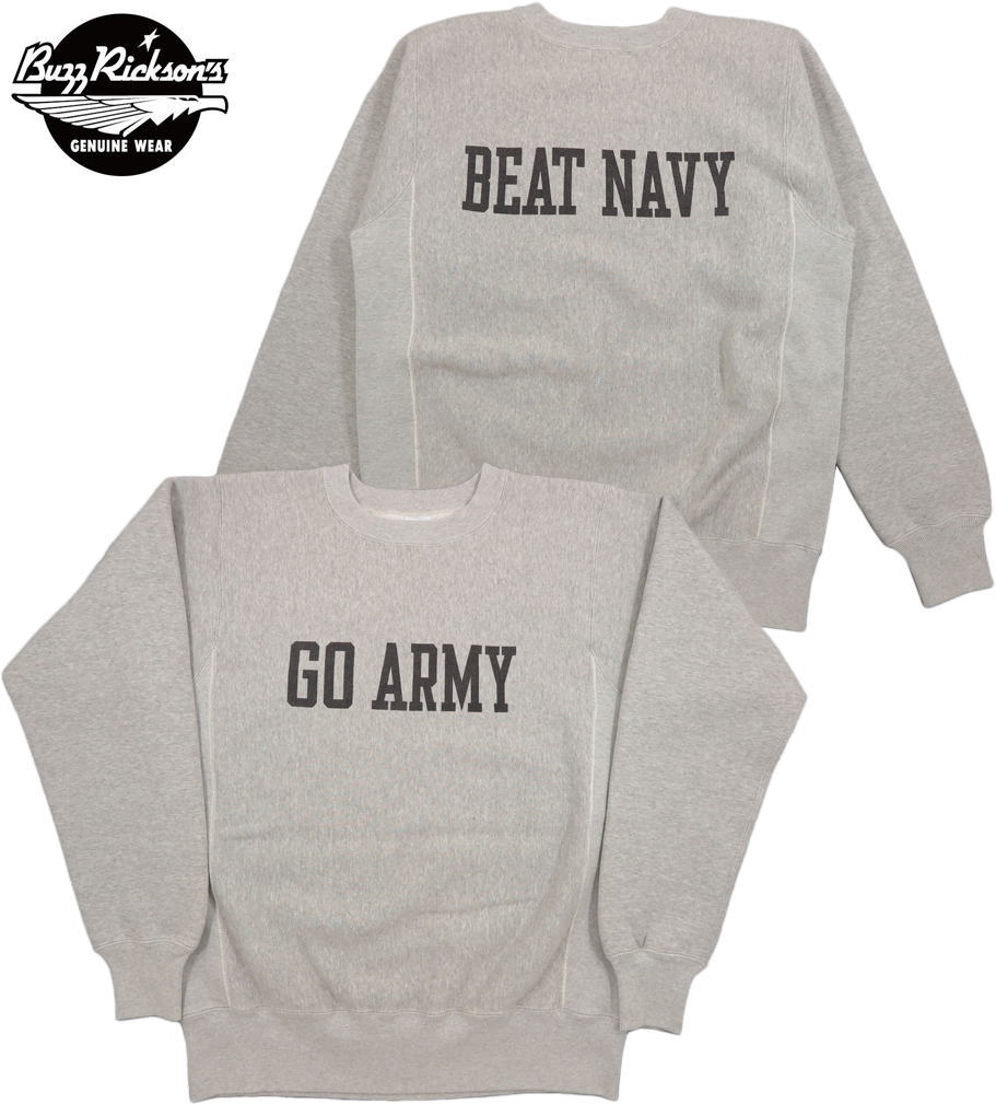 BUZZ RICKSON'S/バズリクソンズ HORIZONTAL KNITTING SWEAT SHIRTS “GO ARMY BEAT NAVY” ホリゾンタル・ニッティング スウェットシャツ/プリント入りリバースウィーブトレーナー 113) H.GRAY(ヘザーグレー)/Lot No.BR69070