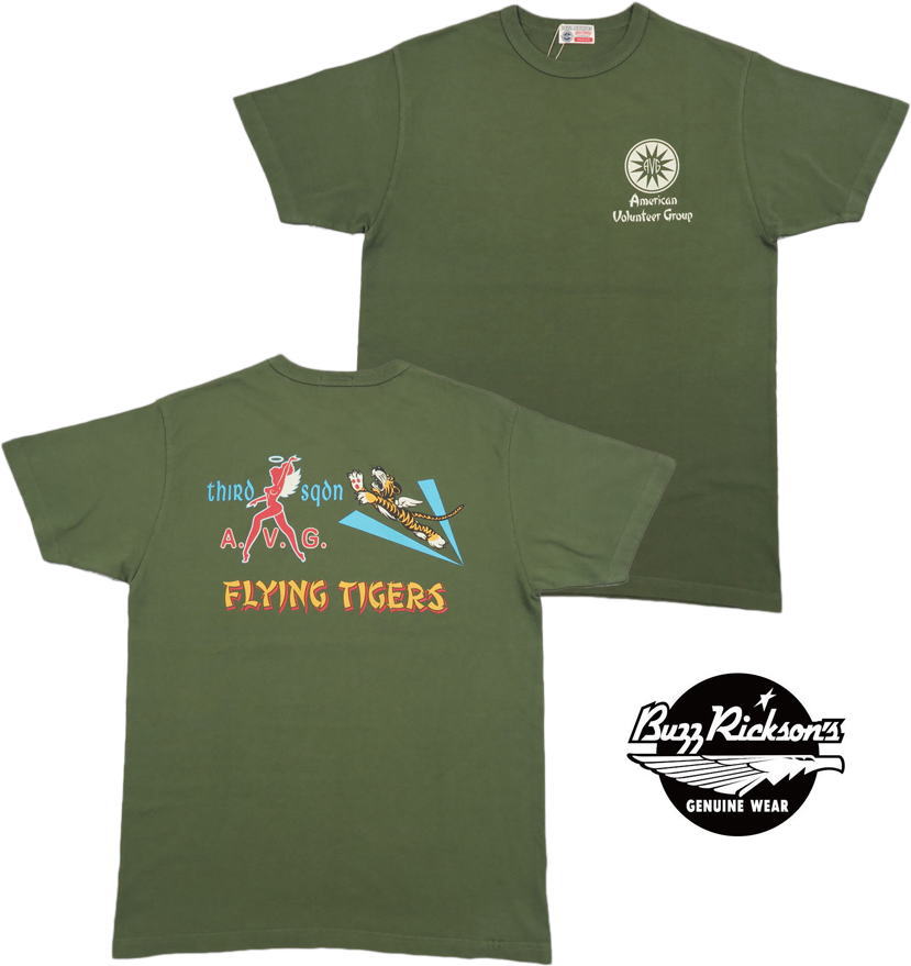 BUZZ RICKSON'S/バズリクソンズ S/S T-SHIRT “FLYING TIGERS” フライング タイガー半袖バックプリントTシャツ/プリントTEE OLIVE(オリーブ)/Lot No. BR78991