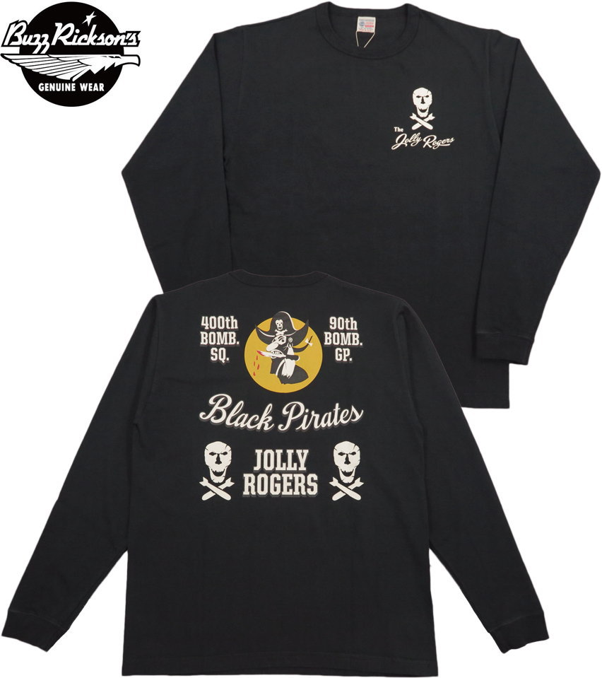BUZZ RICKSON'S/Хꥯ L/S T-SHIRT 400th BOMB. SQ.BLACK PIRATES ֥å...