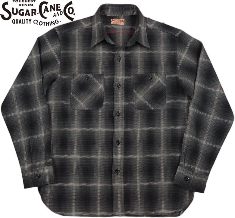 SUGAR CANE/シュガーケーン TWILL CHECK L/S WORK SHIRT ツイルチェック ワークシャツ/チェックシャツ/綿ネルシャツ 119) BLACK(ブラック)/Lot No. SC29149