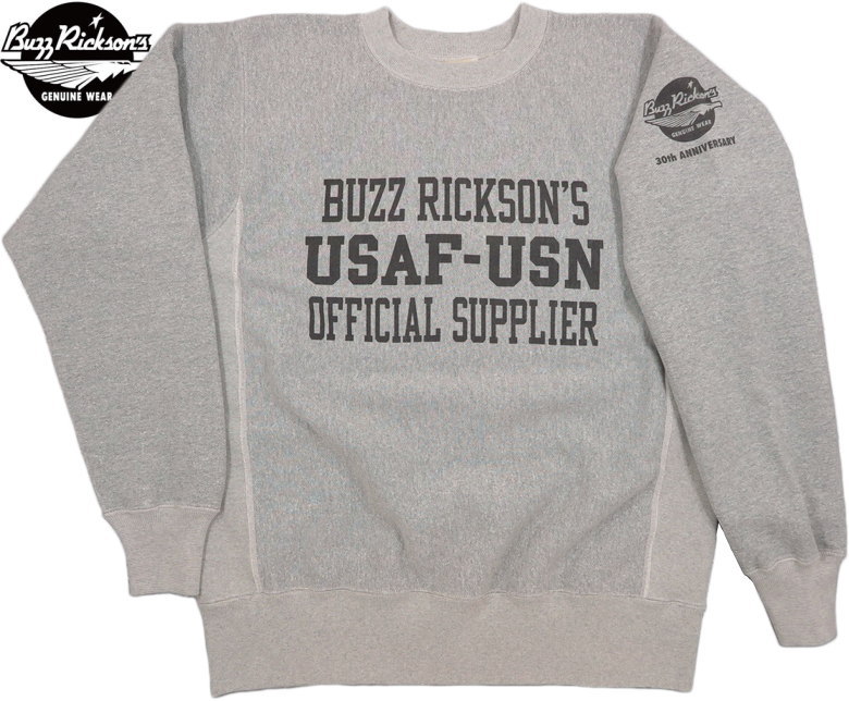 BUZZ RICKSON'S/バズリクソンズ 30th ANNIVERSARY MODEL HORIZONTAL KNITTING HEAVY WEIGHT SWEAT SHIRTSバズリクソンズ30周年記念 、ホリゾンタル・ニッティング スウェットシャツ 113) H.GRAY(ヘザーグレー)/Lot No. BR69193