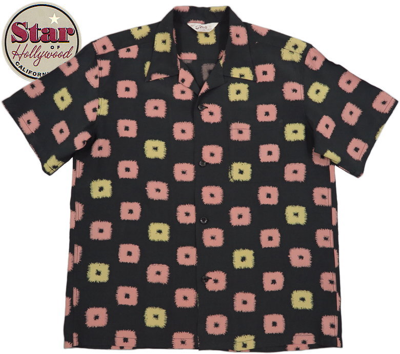 STAR OF HOLLYWOOD/スターオブハリウッド HIGH DENSITY RAYON OPEN SHIRT “SQUARE” 高密度レーヨン半袖オープ...