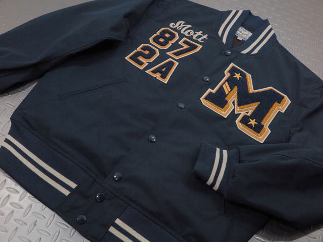 WHITESVILLE/ホワイツビル T/C GROSGRAIN BASEBALL JACKET T/Cグログラン(ポリエステル×コットン生地)ベースボールジャケット 128) NAVY(ネイビー)/Lot No. WV15278-128