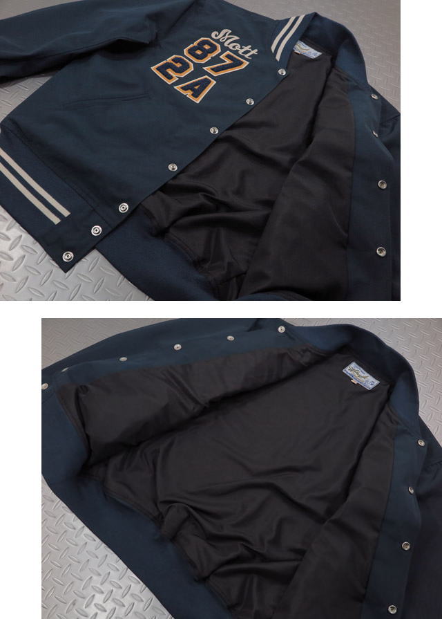 WHITESVILLE/ホワイツビル T/C GROSGRAIN BASEBALL JACKET T/Cグログラン(ポリエステル×コットン生地)ベースボールジャケット 128) NAVY(ネイビー)/Lot No. WV15278-128