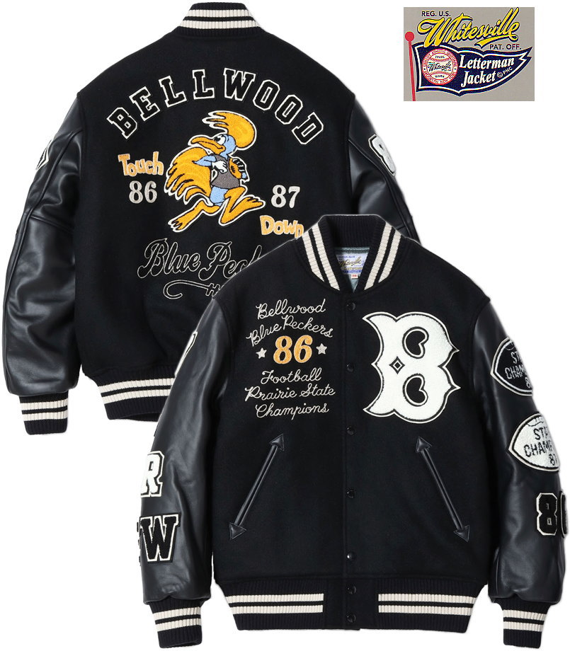 WHITESVILLE/ホワイツビル 30oz. WOOL MELTON AWARD JACKET “BLUE PECKERS” ウールメルトン アワードジ..