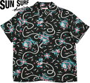 SUN SURF/サンサーフ RAYON HAWAIIAN SHIRT “AGE OF DISCOVERY” MADE IN CALIFORNIA レーヨン・アロハシャツ/ハワイアンシャツ「エイジ オブ ディスカバリー」 119) BLACK(ブラック)/Lot No. SS39429