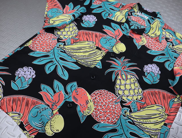 SUN SURF/サンサーフ RAYON HAWAIIAN SHIRT “TROPICAL FRUITS” ROYAL HAWAIIAN レーヨン・アロハシャツ/ハワイアンシャツ「トロピカル フルーツ」 119) BLACK(ブラック)/Lot No. SS39415
