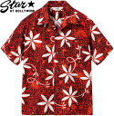 STAR OF HOLLYWOOD/スターオブハリウッド TYPEWRITER COTTON OPEN SHIRT “BLUE HAWAII” ブルー・ハワイ、コットン半袖オープンカラーシャツ/アロハシャツ 165) RED(レッド)/Lot No. SH39493