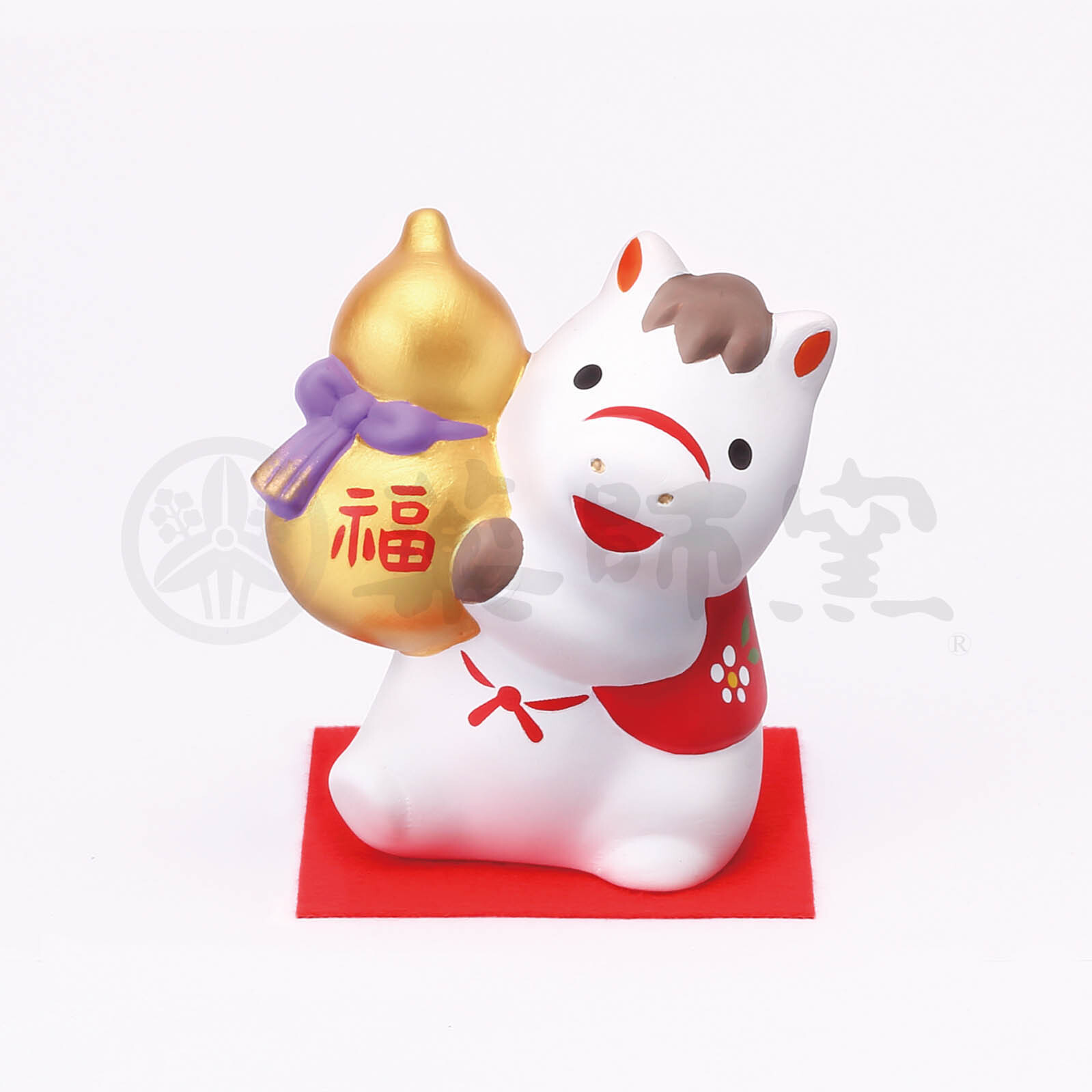 new【即日発送】2026年干支　午年　錦彩招福午(瓢箪持ち)　干支　薬師窯（Y58）干支　薬師窯　 迎春 正月 新年　置物　正月　雑貨 可愛い 小さい コンパクト 手のひらサイズ　開運招福の干支　縁起の良い置物　金運　縁起　福招き　うま年　馬のサムネイル