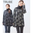 冬物SALE【即日発送】TRUBE 【L〜LL】ローズラメニットチュニック 薔薇 ばら 花柄(R31-505) 普段着 おしゃれ着 (チュニック単品の価格です)...