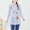 【即日発送】 reve bleu(TRUBE)【M〜L】スタンドカラー刺しゅうデザインシャツ(C37-471A)デイリーファッション 普段着 おしゃれ着 羽織(...