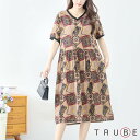 【即日発送】 TRUBE【M〜L】カラフルプリントワンピース(C38-1311) 普段着 おしゃれ着 (ワンピース単品の価格です)ミセス ミセスファッション 大...