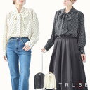 new【即日発送】TRUBE【L〜LL】ドットボウタイシフォンブラウス(C37-430A) デイリーファッション 普段着 おしゃれ着 羽織 シースルー(シャツ単...