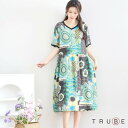 new【即日発送】TRUBE【M〜L】モダンパッチワークVネックコットンワンピース(N82-094)デイリーファッション 普段着 おしゃれ着(ワンピース単品)ゆ...
