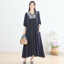 new【5/23入荷】TRUBE【M〜L】刺繍レースVネックレーヨンロングワンピース(N82-221)普段着 おしゃれ着(ワンピース単品価格)ミセス ミセスファ...