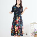 new【5/23入荷】TRUBE【M〜L】華やか花柄プリーツワンピース(N82-283)普段着 おしゃれ着 (ワンピース単品価格)ミセス ミセスファッション 大...