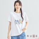 new【即日発送】TRUBE【M〜L】キラキラハイヒール&バッグプリントTシャツ(N12-408)デイリーファッション 普段着 おしゃれ着(トップス単品)ミセス...