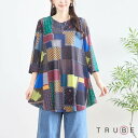 new【即日発送】TRUBE【M〜L】パネルデザインチュニック (N13-048)デイリーファッション 普段着 おしゃれ着(チュニック単品)ゆったり ミセスファ...