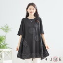 new【即日発送】TRUBE【L〜LL】アシンメトリードットモチーフチュニック(N13-196)デイリーファッション 普段着 おしゃれ着 (チュニック単品の価格...