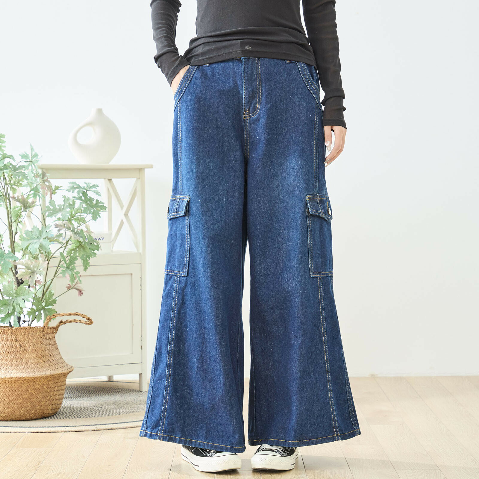 乐天商城 - new春夏服新作【即日発送】TRUBE【M~L】デニムパンツ(N52-127ネイビー) 普段着 おしゃれ着　（パンツ単品の価格）ミセスファッション 大人可愛い 30代 40代 50代 60代　若見え　洋服　婦人服　可愛い服　夏　春　新作　ミユキドレス