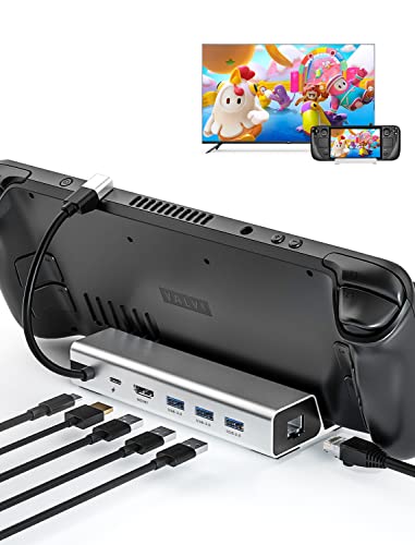 Steam Deck用ドック 6-in-1 Steam Deck Dock スチームデック専用ドック HDMI 2.0/4K@60Hz/USB 3.0ポート 3/ギガビット LAN ポート/US