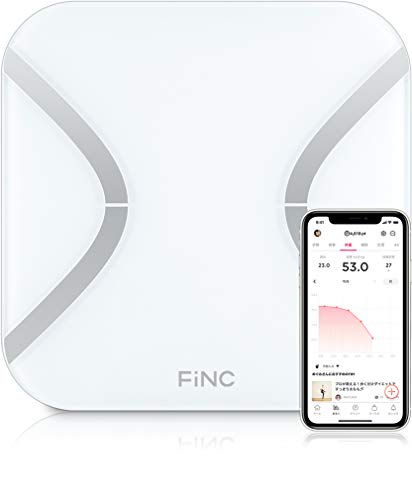 ◆商品名：FiNC SmartScale (スマホ連動 体組成計 自動記録 Bluetooth)【薄型 高性能体重計 体重/BMI/内臓脂肪/体脂肪/体年齢/基礎代謝/皮下脂&lt;br&gt; &lt;br&gt; FiNC(フィンク)アプリとBluetooth連携：iPhone&amp;Android対応アプリとスマホ連動し、体重や体脂肪、骨格筋（筋肉量）などの計測データを自動記録できる高性能体重計です。連携するFiNCアプリは900万ダウンロードを超える国内無料アプリで、体重や体脂肪だけでなく食事や歩数などをまとめて管理できます。&lt;br&gt; 初期設定も簡単：iPhoneやAndroidのアプリストア(App Store/Google Play)で『FiNC』アプリを無料ダウンロードすれば、初期設定は約1分で簡単に行えます。Bluetooth接続なのでwifiも不要。次世代の快適な体重管理体験を体感してください。&lt;br&gt; 11項目を自動記録：FiNC SmartScaleでは毎日の健康管理に役立つ11項目を測定可能です。体組成計本体にスイッチもなく、計測時は素足で乗るだけ。アプリを開いて計測すれば、体重/BMI/内臓脂肪レベル/体脂肪/水分量/骨格筋/骨量/タンパク質/基礎代謝/身体年齢/皮下脂肪が自動で記録できます。&lt;br&gt; 薄くてコンパクト：サイズは280 × 230 × 25mm、重量は1100gと薄型でコンパクト。カラーもホワイトでシンプルなデザインなので、置き場所にも困りません。複数人でも各々のスマホと連動可能なので、家族の毎日の健康管理にも最適です。&lt;br&gt; 保証期間・パッケージ内容：ご購入日から1年間、製品に不具合が生じた場合は対応致します。状況に応じて返品などの対応をさせていただきますので、安心してご利用ください(日本語カスタマーサポート)。パッケージ内容:体組成計本体 × 1、クイックスタートアップガイド、単4乾電池×4