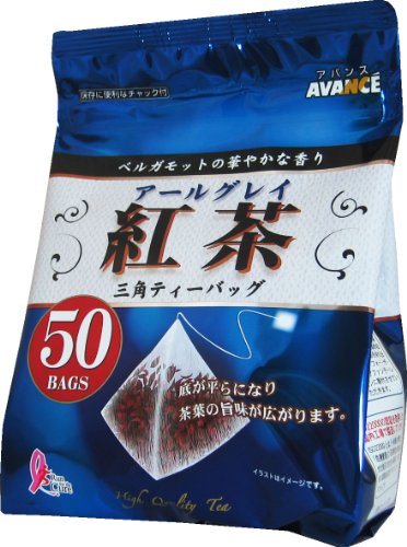 ◆商品名：アバンス アールグレイ 紅茶 三角ティーバッグ 50P×6個 内容量:100g(50袋)×6個 原材料:紅茶・香料 商品サイズ(高さx奥行x幅):153mmx363mmx196mm 商品紹介 スリランカ産のハイグロウンティーにベルガモットの華やかな香りを着香した純セイロン紅茶です。抽出色は明るいオレンジ色、コクのある味が特長です。ミルクティーにもオススメです。抽出性のよい三角ティーバッグを使用。糸が頂点につき、角の底が平らな三角錐になり、茶葉がとてもよく還流します。また、糸が長く(他社 三角の約1.3倍)、お湯を注ぐ時や味の調整に扱いやすく便利です。 原材料・成分 紅茶・香料 P.when('A').execute(function(A) { A.on('a:expander:toggle_description:toggle:collapse', function(data) { window.scroll(0, data.expander.$expander[0].offsetTop-100); }); }); 使用方法 1P/湯/90℃/30秒後ティーバッグを上下に10回振る ご注意（免責）＞必ずお読みください 本品は熱湯を使用しますので火傷に気をつけてください。 続きを見る