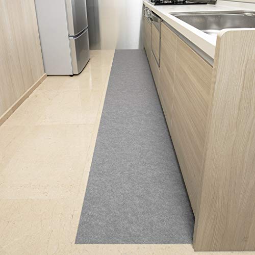 【日本製 撥水 消臭 洗える】サンコー キッチンマット ずれない 台所マット ロング 45×250cm グレー おくだけ吸着 KR-50