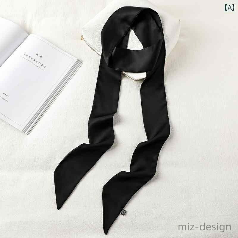 【送料無料】スカーフ おしゃれ レディース ストール ロング リボン ヘアバンド 頭飾り ネクタイ ベルト ブラック レッド ブルー