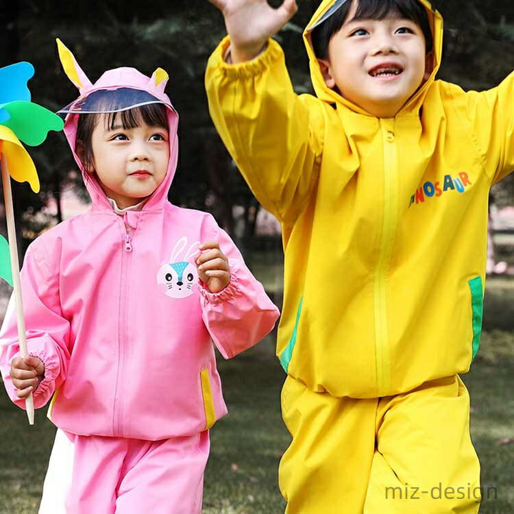 【送料無料】上下セット レインウェア 女の子 恐竜 レインスーツ 男の子 子供用 かわいい ベビー キッズ 上下 セパレート レインコート
