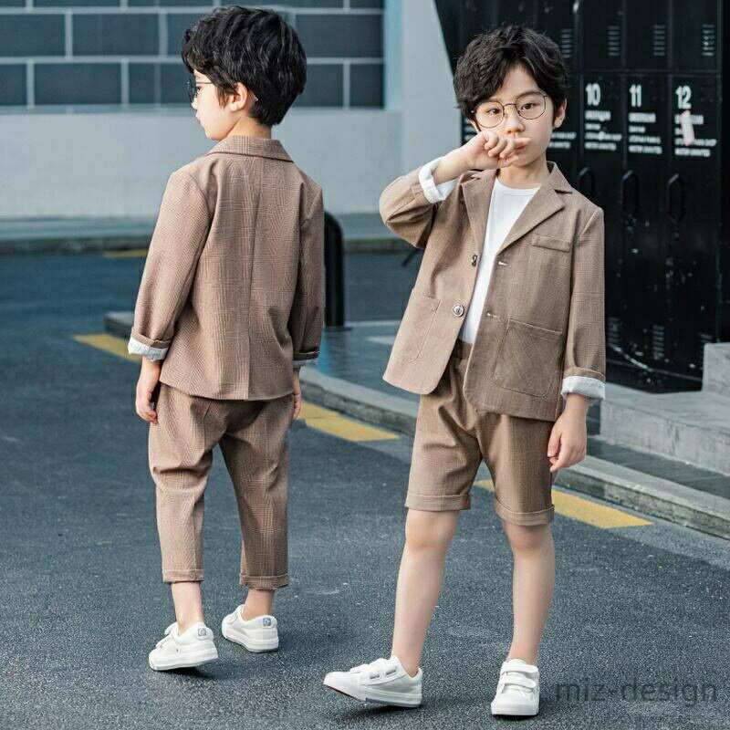 Top & Bottom Sets - 【送料無料】入学式 ジュニア ストライプ タキシード セットアップ 上下セット 2点セット 子供 キッズ スーツ 男の子 フォーマルスーツ