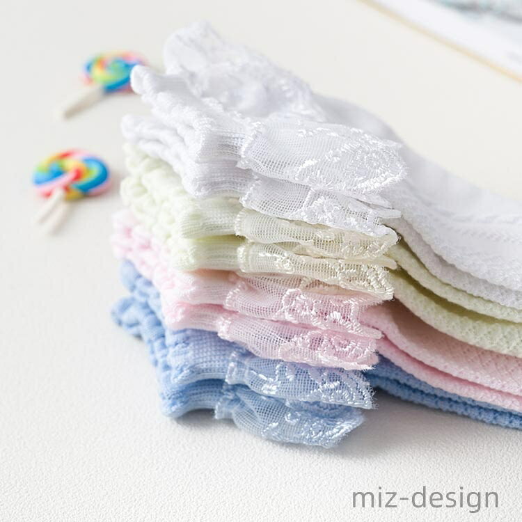 【送料無料】ストレッチ レース付き ショート丈 ショートソックス ソックスセット 靴下 赤ちゃん ベビー服 子供服 ソックス 5足セット miz-design-10014886 ミズデザイン サンプル画像2
