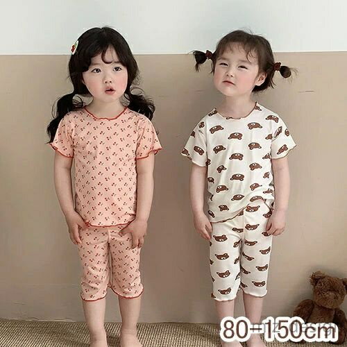 Short Sleeves - 【送料無料】寝間着 お昼寝 ルームウェア 子供 パジャマ かわいい 子供服 上下セット ルームウェア ベビー 女の子 薄手 パンツ 半袖 キッズ