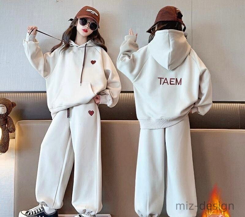 【送料無料】キッズ 子ども用ジャージ 子供服 厚手 裏起毛 ダンス服 白い服 オシャレ ジャージセットアップ 上下セット ジャージ