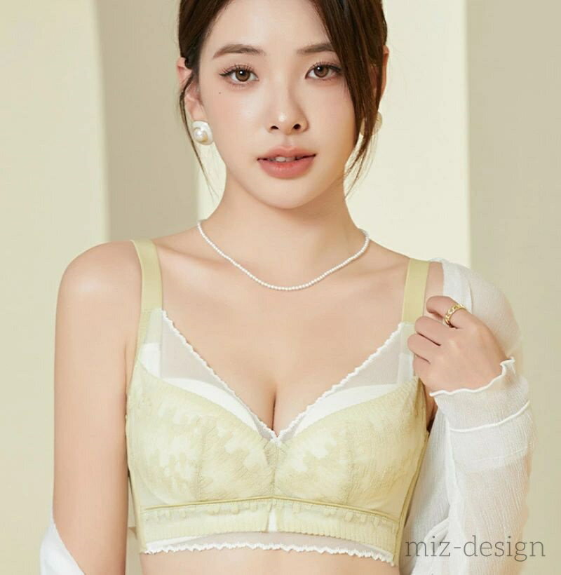 【送料無料】セクシー 離れ胸 垂れ胸 大きいサイズ 下垂防止 ナチュ盛り ノンワイヤー レース ブラジャー シルク