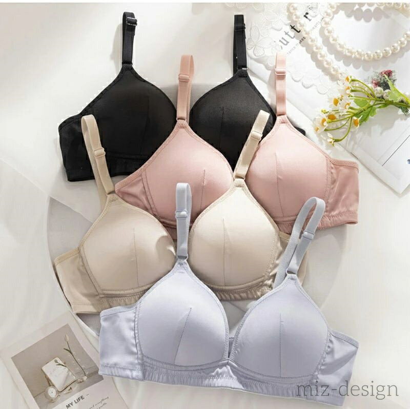 【送料無料】シンプル 敏感肌 ワイヤレス 裏地シルク大きいサイズ 美胸 かわいい ブラジャー ノンワイヤー シルク