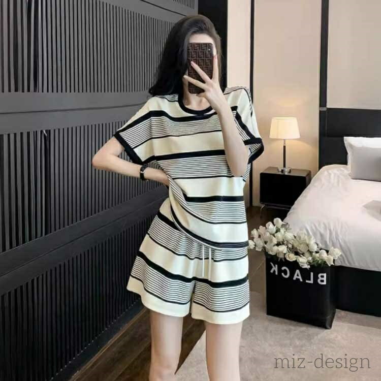 【送料無料】半袖Tシャツ 上下セット 楽ちん ルームウェア 短パン スウェット レディース Tシャツ 半袖 セットアップ ポケット付き