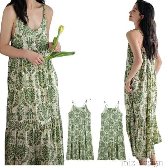 【送料無料】ルームワンピース 綿 キャミワンピース 夏 レディース ワンピース ロング パジャマ ルームウェア 部屋着 ノースリーブ コットン