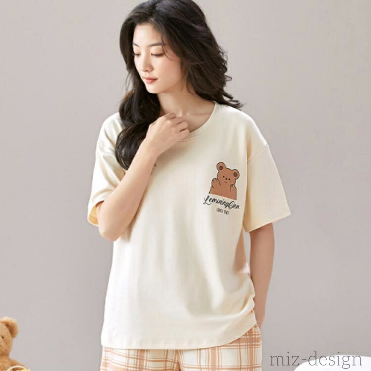 【送料無料】寝間着 ナイトウェア 部屋着 ルームウェア ショートパンツ パッド付き Tシャツ 半袖 レディース 上下セット パジャマ