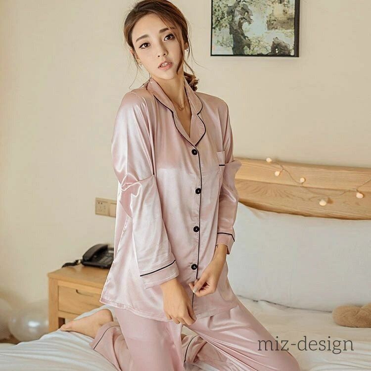 【送料無料】-s1 女性用 秋 春 パジャマ 部屋着 ルームウェア 前開き 上下セット 長袖 レディース ルームウェア ルームウェア