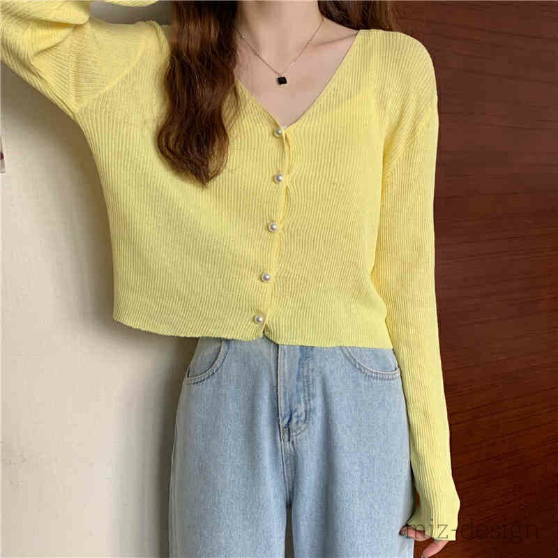 V-Neck - 【送料無料】ひんやり サマーカーディガン レディース 秋 夏 長袖 薄手 Vネック サマーニット 冷感 カーディガン