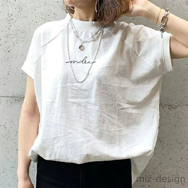 【送料無料】ロゴ 英字 プリント フロントロゴ フレンチスリーブ