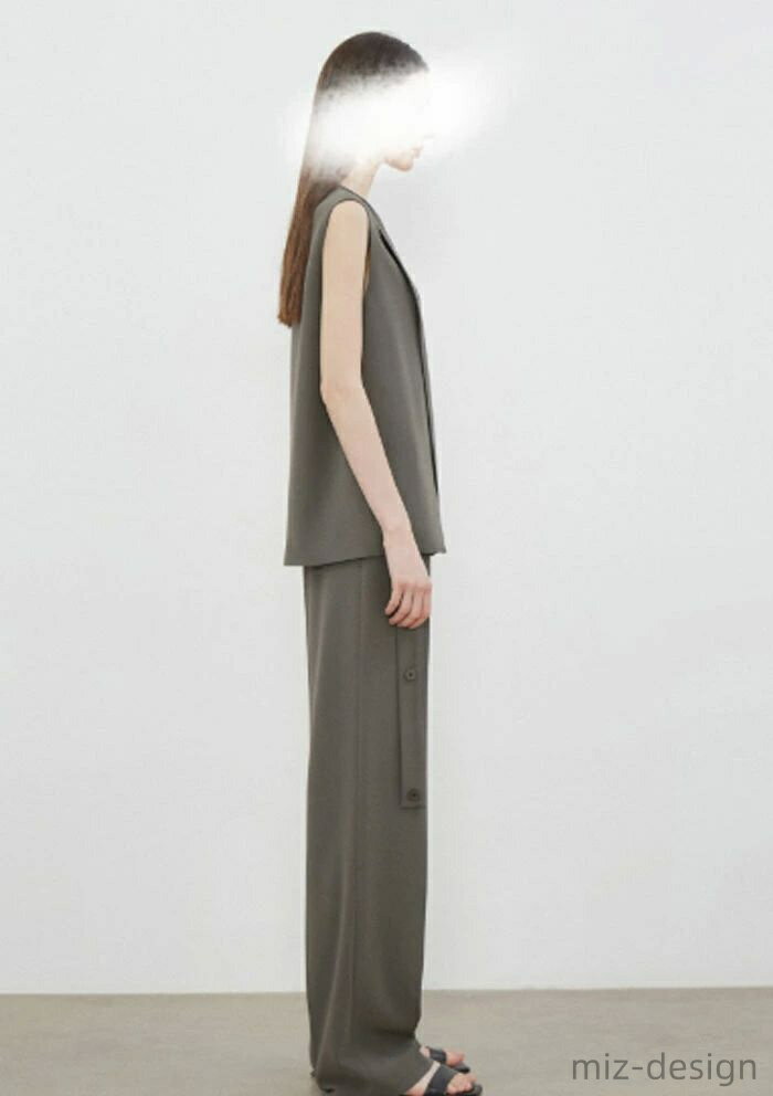 【送料無料】袖なし ベスト ノースリーブ スリムパンツ パンツスーツ ママスーツ パンツ ロングパンツ ハイウエスト レディース スーツ パン