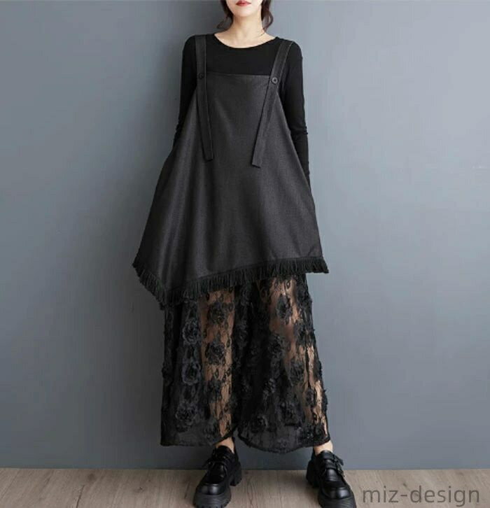 【送料無料】ジャンパースカート レースドッキングデニム フレアジャンスカ レディース ワンピース ジャンスカ レース カジュアル かわいい